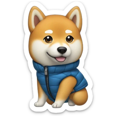 Shiba Inu wearing a puffer jacket sticker