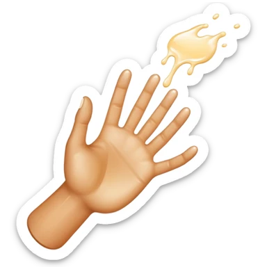 milk dripping directly off palm of light brown hand with 5 fingers sticker