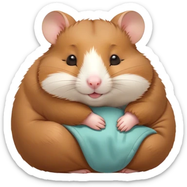 Meme-Worthy Cute Sleeping Brown Hamster Portrait Emoji, Head resting peacefully with a contented smile, showcasing a delightfully compact build and a luxuriously soft rich brown fur, eyes shut in a serene nap, Simplified yet hilariously adorable features, highly detailed, glowing with a soft, drowsy light, high shine, relaxed and utterly lovable, stylized with an air of playful laziness, bright and heartwarming, soft glowing outline, capturing the essence of a comically sleepy hamster, so meme-worthy it feels like it could instantly become the next viral sensation of adorable slumber! sticker