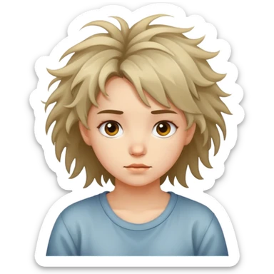 A young girl's head with messy hair, no body sticker