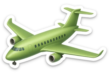 Remove any stars from the airplane. Add one turbine on each wing. Keep the airplane light green. No background. sticker