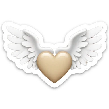 beige heart with white angel wings sticker