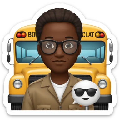 a school bus with a jamaican man saying bomboclat ("BOMBOCLAT' in speech bubble in front of the man) THE SPEECH BUBBLE MUST SAY BOMBOCLAT sticker