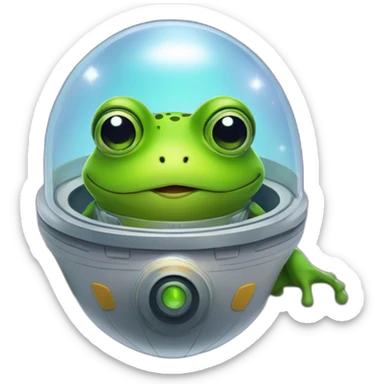 Beautyfull frog cartoon happy in a space ship sticker