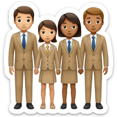 Simple thin line child-drawn stick figure young family that all wear ties  sticker