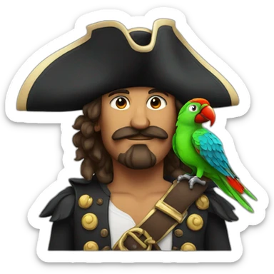 pirate with parrot on shoulder sticker