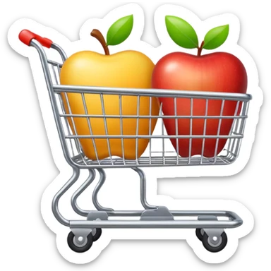 empty shopping cart, cute, rounded, minimal details, apple emoji style sticker