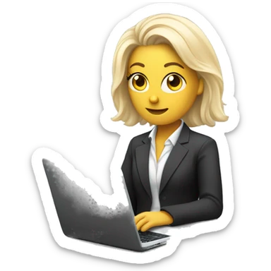White Woman with Laptop busy with coding for Office Work by thinking future me nice hair suit  sticker