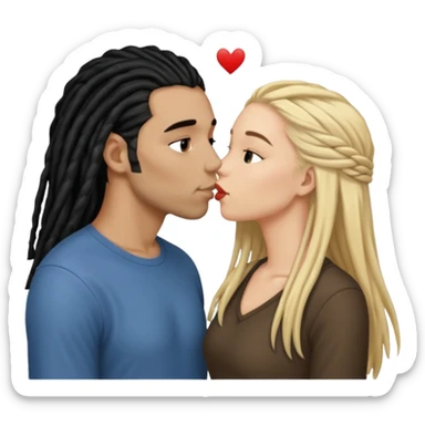 bacio tra coppia donna capelli neri con dread e uomo biondo sticker