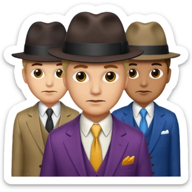 Retro Mobster with different colored suits and hats sticker