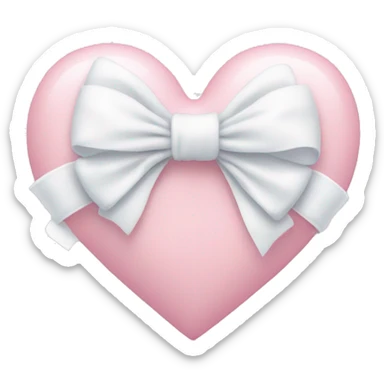 Pastel pink heart with white bow sticker