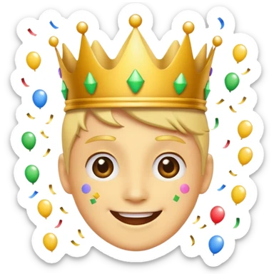 smiling face with crown and confetti, win emoji sticker