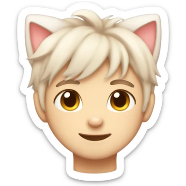 kawaii cat boy with cat ears blushing sticker