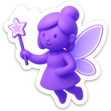 purple fairy holding a sparkly magic wand, whimsical, vibrant, with delicate wings sticker