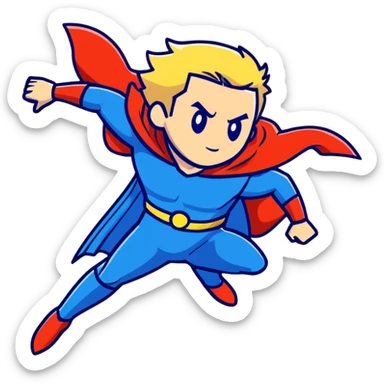 Marvel superhero Sentry with blonde hair in blue and gold costume flying with cape flowing sticker