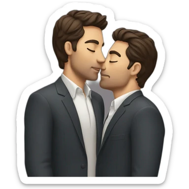 Two brunette men kissing sticker
