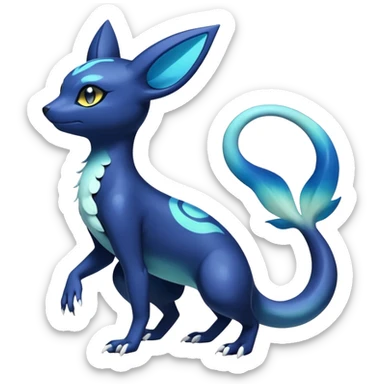 Colorful Iridescent Exotic Salandit-Meowstic-Umbreon-Fakémon-hybrid-creature (full body)  sticker
