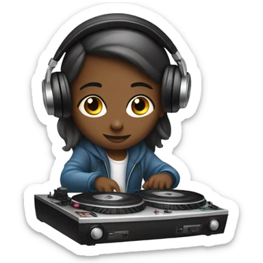 Young dj on turntables sticker