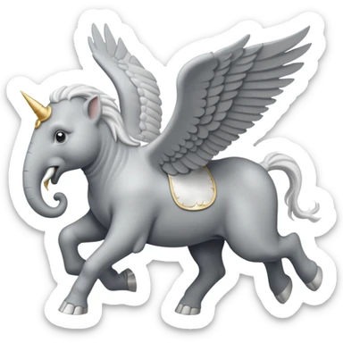 Flying pegasus being chased by elephant sticker