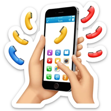 Un tac Tac a una pantalla de teléfono  donde se visualice el teléfono y las manos haciendo el movimiento y sea de colores vibrantes y resalntante sticker