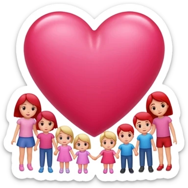 big heart with several small child figures inside sticker