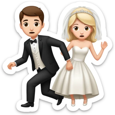 A person sneaking into a wedding, uninvited guest with funny expression sticker