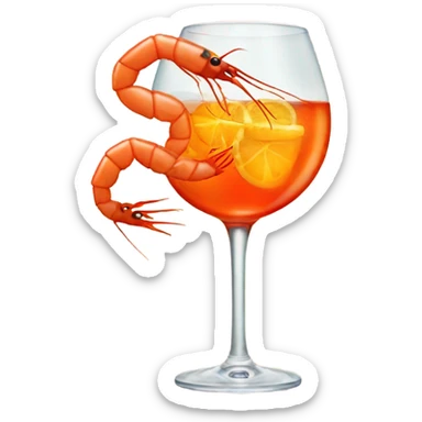 A shrimp drinking an aperol spritz sticker