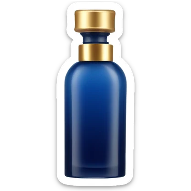 perfume cilindro largo, color azul marino y tapa dorada sticker