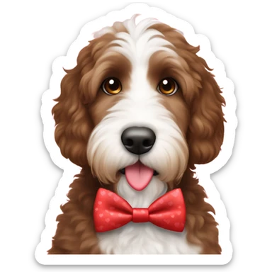 Bernedoodle dressed for Valentine’s Day sticker
