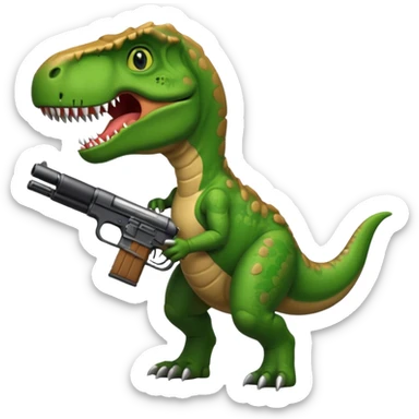 T-Rex holding a gun sticker