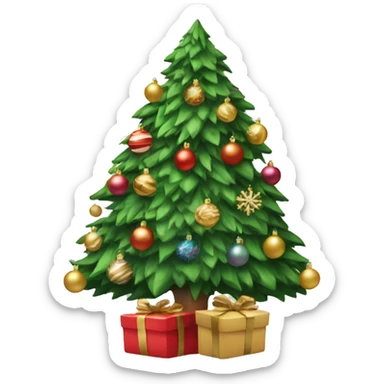 A christmas tree with too much decor sticker