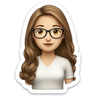 long brown haired white girl with glasses sticker