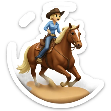 cowgirl riding a running horse sticker