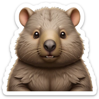 Cinematic Noble Wombat Portrait Emoji, Poised and regal, with a stout, muscular build and a dense, shaggy fur of earthy brown, deep-set soulful eyes with a hint of gruff wisdom, Simplified yet sharp and sophisticated features, highly detailed, glowing with a warm, dignified glow, high shine, intelligent and sturdy, stylized with an air of bushland majesty, focused and attentive, soft glowing outline, capturing the essence of a watchful and confident burrower, so majestic it feels as though it could plod out of the screen with effortless authority! sticker