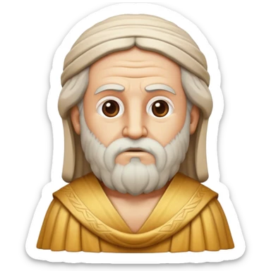 Cinematic Realistic Plato Portrait Emoji, depicted as a wise ancient philosopher with a contemplative expression in classical robes, rendered with soft textures and timeless serene lighting that captures his intellectual legacy. sticker