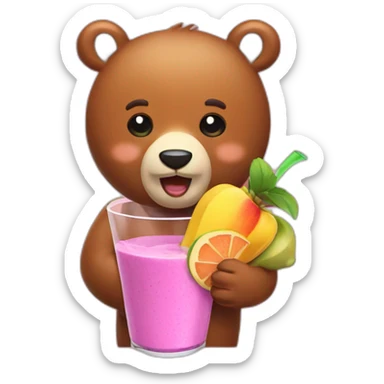 bear with fruit smoothie sticker