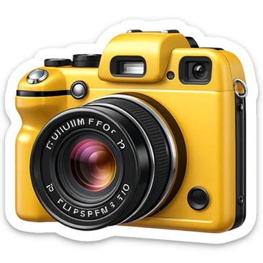 Transform this into a stylized 3D emoji-style icon of a retro [Fujifilm FinePix F30] sticker