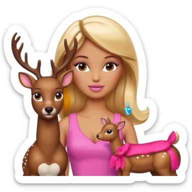brown skin blonde barbie with deer sticker