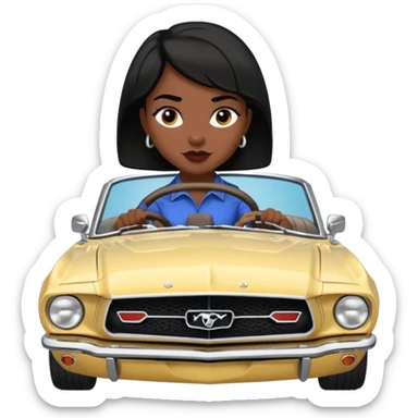 Classic mustang dark women with short hair sticker