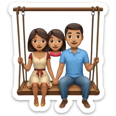 indian man and woman sitting on two seater swing sticker