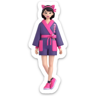 Japanese fashion model in harajuku style outfit sticker