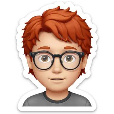 red wavy haired kid with glasses sticker