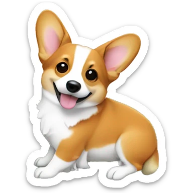Corgi on of of palm tree wearing a flower sticker