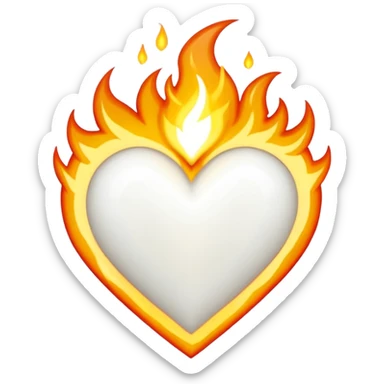 Corazón con líneas blancas y fuego blanco  sticker