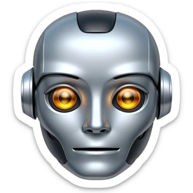 simple AI robot face with digital expression sticker