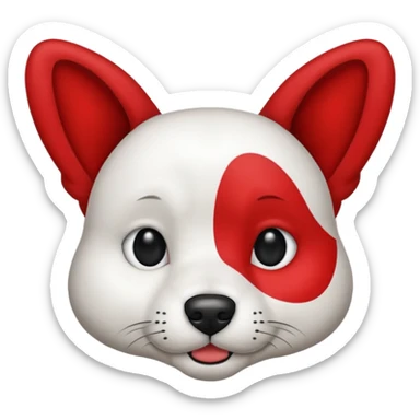 Perro blanco  con orejas negras  con un collar rojo sentado sticker