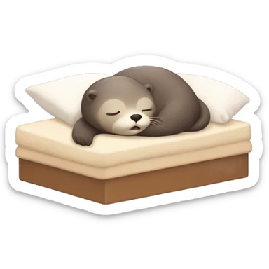 Sleepy otter with pijamas tucked in bed sticker