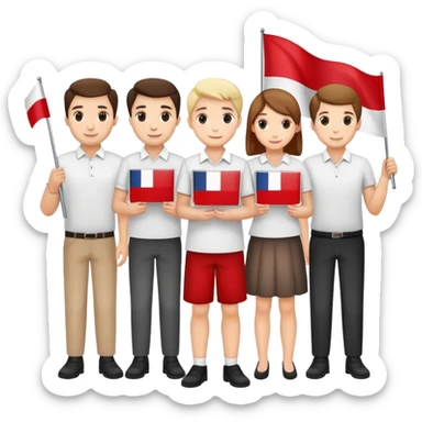 3 people with an austrian flag sticker