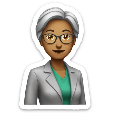 female chemistry professor long straight back and gray ha sticker