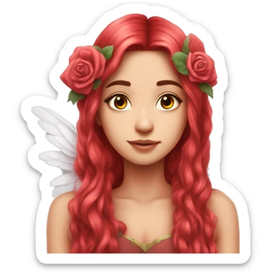 big wings, rose, Beautiful, fairy, red, long hair sticker